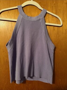She + Sky Lavender Ribbed Halter Tank